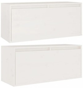 2 db fehér tömör fenyőfa faliszekrény 80 x 30 x 35 cm