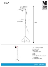 Markslöjd 107928 - Állólámpa CILLA 1xE27/60W/230V