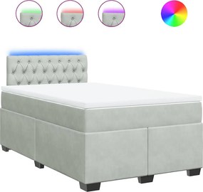 vidaXL világosszürke bársony rugós ágy matraccal 120 x 190 cm