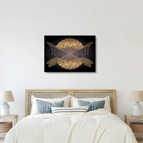Kép - Arany mandala nyilakkal (üvegen) (70x50 cm)
