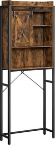 Mosógép feletti tárolószekrény, fürdőszoba szekrény, rusztikus barna 64x24x171cm
