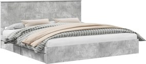 vidaXL Tárolós Ágy fejtámlával Beton Szürke 200 x 200 cm Faanyag