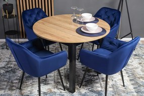 Étkezőgarnitúra 4 db. Sötétkék Bársony Viki székkel. Bővíthető asztal HARRY 102-142 cm