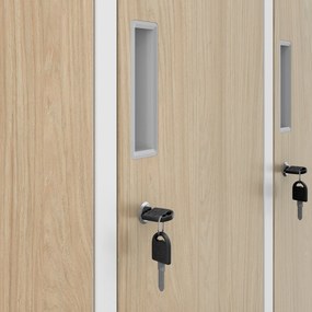 Fém öltözőszekrény 6 rekeszes IGOR, 900 x 1850 x 450 mm, Eco Design: fehér/ sonoma tölgy