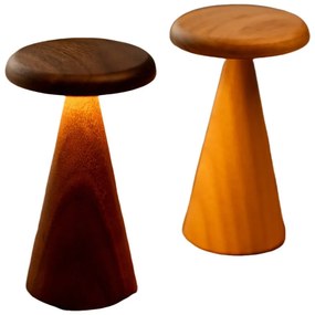 Sötét natúr színű LED asztali lámpa fa búrával (magasság 14 cm) Sylva – Gingko