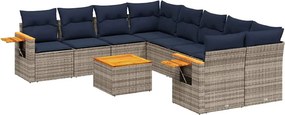 vidaXL 9 részes szürke polyrattan kerti ülőgarnitúra párnával