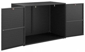 fekete polyrattan kerti tárolószekrény 100 x 55,5 x 80 cm