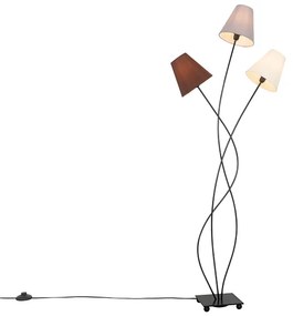 Design állólámpa fekete szövetbúrákkal 3-lámpás - Melis