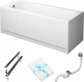 Téglalap alakú kád Cersanit Korat 170x70 fehér burkolat szifon láb törölköző