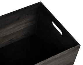 Fa doboz fogantyúkkal fekete 40x30x23 cm tömör fa fenyő
