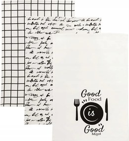 Good Food Good Mood 3 db-os konyhai törlőkendő szett, mérete 40x60cm.