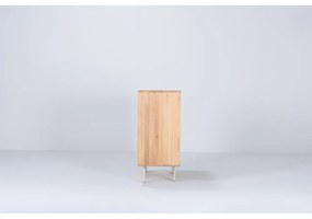 Fehér-natúr színű tölgyfa alacsony komód 118x100 cm Fina – Gazzda