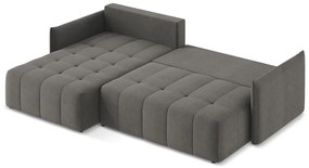 Sötétszürke kinyitható-tárolóhelyes sarokkanapé (bal oldali-heverő résszel) Moku – Makamii