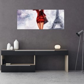 Kép - Nő és az Eiffel-torony (120x50 cm)