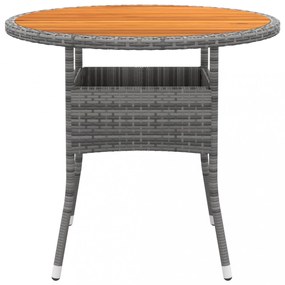 szürke akácfa és polyrattan kerti asztal Ø80 x 75 cm