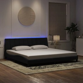 fekete bársony ágykeret LED-világítással 200 x 200 cm