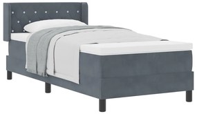 Boxspring Ágy Matracokkal Sötétszürke 90x200 cm Bársony