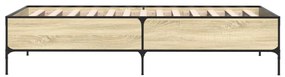 sonoma tölgyszínű szerelt fa és fém ágykeret 100 x 200 cm