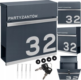 Postaláda Újság Levelek Mtec Antracit Felirat Cím Utca Szám