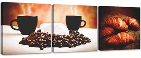 Gario Vászonképek készlet Kávé és croissantok - 3 részes Méret: 90 x 30 cm