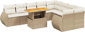 vidaXL 10 részes bézs polyrattan kerti ülőgarnitúra párnával