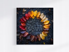 Vászonkép Canvas Kör Mandala Levelek Ősz Természet 40x40