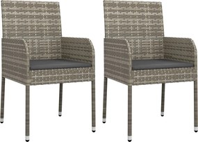 vidaXL 2 db szürke polyrattan kerti szék párnával