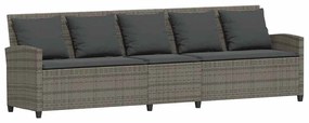 4 részes szürke polyrattan kerti ülőgarnitúra párnákkal L-alakú