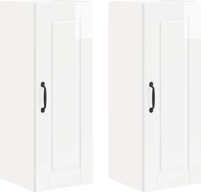 vidaXL Konyhaszekrény 2 pcs Magas Fényű Fehér 30 x 31 x 80 cm Faanyag
