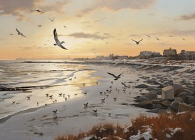 Poszter 35x25cm Alkonyat a tengerparton