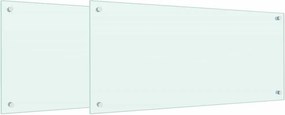 vidaXL Konyhai splashback 2 pcs Fehér 90 x 40 cm edzett üveg