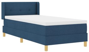 Boxspring ágy matraccal, kék színben, 80 x 200 cm-es méretben, szövet