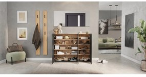 Antracitszürke cipőtartó tölgyfa dekorral 138x105x25 cm Libbiano – Germania