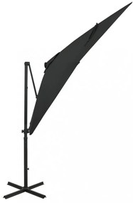 fekete konzolos napernyő rúddal és LED-fényekkel 250 cm