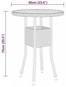 szürke akácfa és polyrattan kerti asztal Ø60 x 75 cm