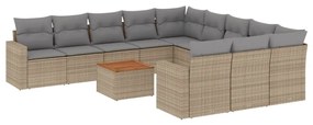 12 részes vegyes bézs polyrattan kerti ülőgarnitúra párnákkal