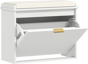 HOMCOM CipĆpad KĂĄrpitozott ĂlĆpĂĄrnĂĄval Ă©s KihajthatĂł FiĂłkkal, ElĆtĂ©r PadlĂł, 120 kg TeherbĂrĂĄs, 62 x 26 x 47,5 cm, FehĂ©r | Aosom