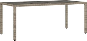 vidaXL szürke polyrattan üveglapos kerti asztal 190 x 90 x 75 cm
