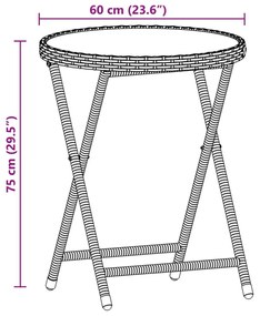 vidaXL 3 részes fekete polyrattan/üveg bisztrógarnitúra párnával