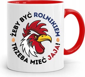 A Gazdálkodó Számára A Piros Bögrének Tojásra Van Szüksége, fényképes nyomtatással