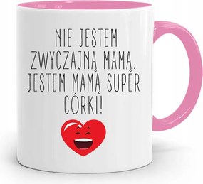 Rózsaszín Bögre Ajándék Anyukáknak Szuper Lányoknak fényképes nyomattal