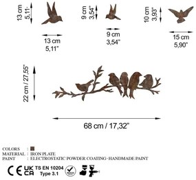 Fém fali dekoráció, Rusty Birds 2