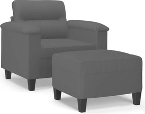 vidaXL sötétszürke mikroszálas szövet kanapéfotel lábtartóval 60 cm