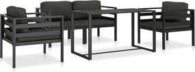 vidaXL 5 részes antracitszürke alumínum kerti kanapészett párnákkal