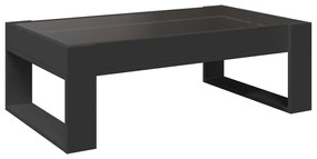 fekete végtelen hatású LED-es dohányzóasztal 90 x 53 x 30 cm