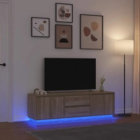 sonoma-tölgy színű TV-szekrény LED-lámpákkal 160,5x41x50 cm