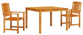 vidaXL Kert étkező szett 3 pcs Barna Tömör Akácfa