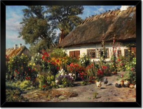 Poszterek keretben 40x30 Vidéki házikó virágokkal