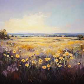 Vászonkép Canvas Tájkép Rét Mezei Virágok Mező Tájkép Nyár 80x80