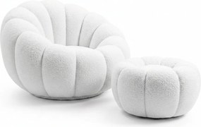 Design fotel BLOOM lábtartóval, fehér